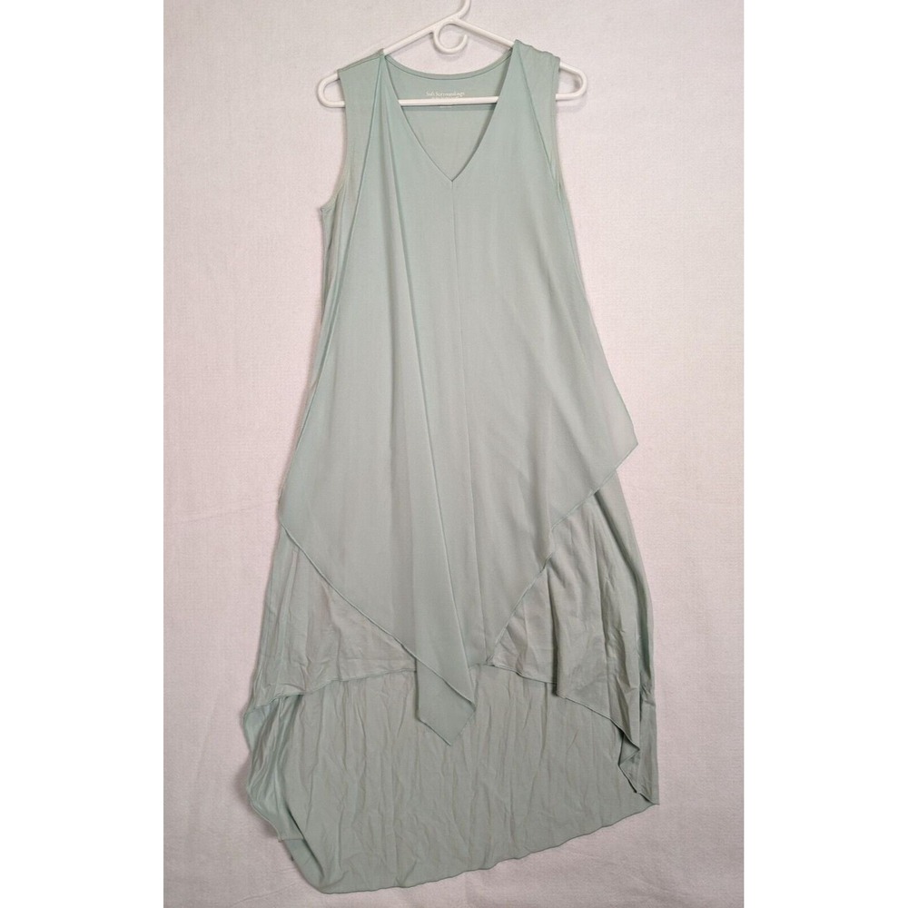 Soft Surroundings Maxi Dress Womens Size S‎ Sleeveless Cotton Blend Green